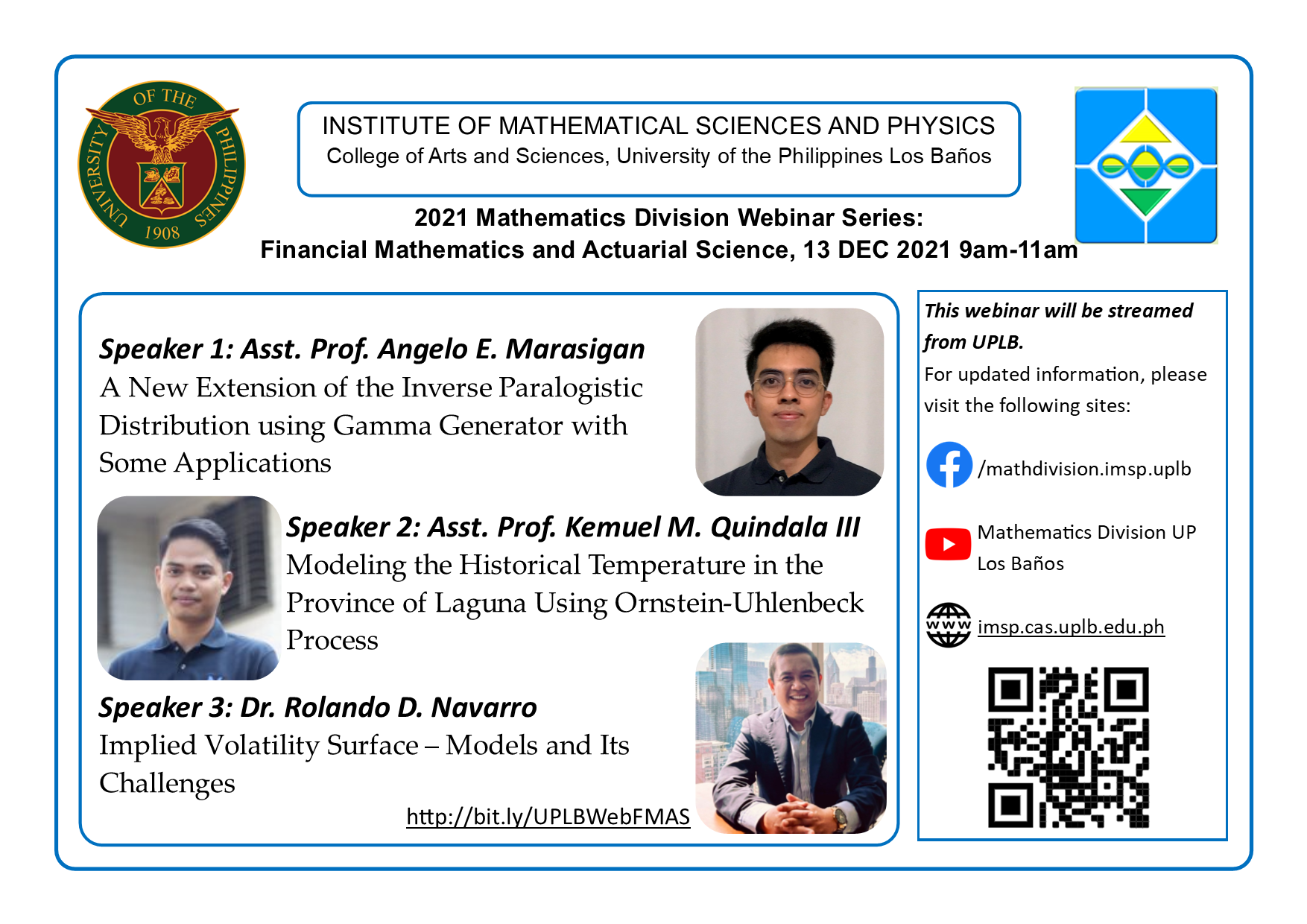 2021 Mathematics Division Webinar Series on Probability Models and Applications