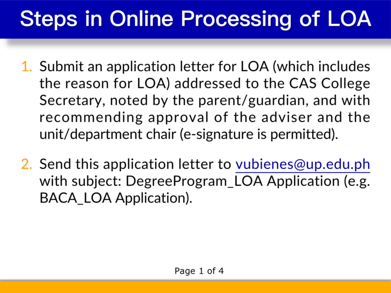 Application for LOA 2