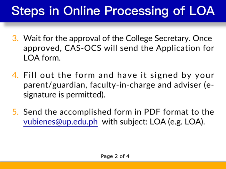 Application for LOA 3